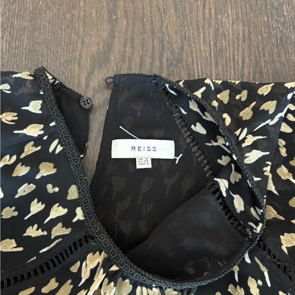 Reiss Black Blouse with Gold Leaf Pattern - Picture 2 of 2